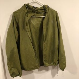 The north face lightweight green rain jacket